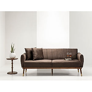 Autumn 3 seater Velvet Sofa in brown color