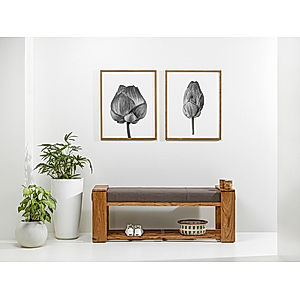 Collab Wooden Bench (Linen, Brown)