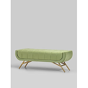 Theo Bench with Golden PVD Metal Legs (Velvet, Green)