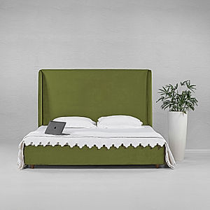 California King Size Bed (Velvet, Green)