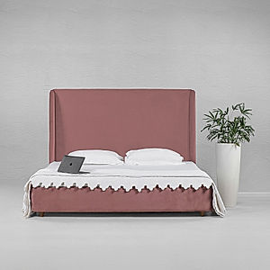 California King Size Fabric Bed (Velvet, Mauve)