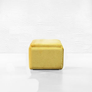 Cube Ottoman with storage (Velvet, Yellow)