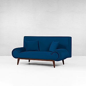 Kow Tow 2 Seater Wooden Sofa (Velvet, Blue)