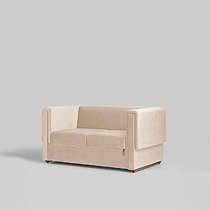 California 2 Seater Beige Velvet Fabric Sofa