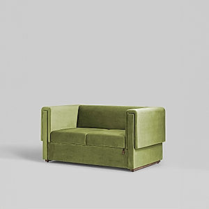 California 2 Seater Fabric Sofa (Velvet, Green)