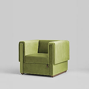 California 1 Seater Fabric Sofa in Green Color