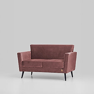 Cairo Wooden 2 Seater Sofa (Velvet, Mauve)