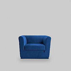 Hudson 1 Seater Fabric Sofa (Velvet, Blue)