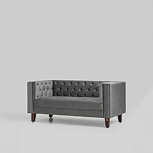 Manchester 2 seater Velvet Sofa in Grey Color