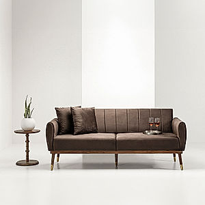 Autumn 3 seater Velvet Sofa in brown color