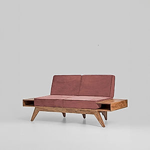 Berlin 2 Seater Wooden Sofa (Velvet, Mauve)