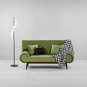 Kow Tow 2 Seater Wooden Sofa (Velvet, Green)