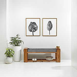 Collab Wooden Bench (Velvet, Grey)