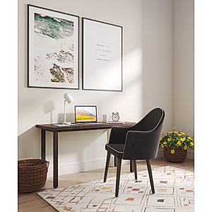 Lea Wooden Accent Chair (Velvet, Black)