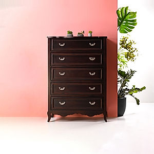 Callisto Wooden 5 Chest of Drawers (Dark Walnut Finish)