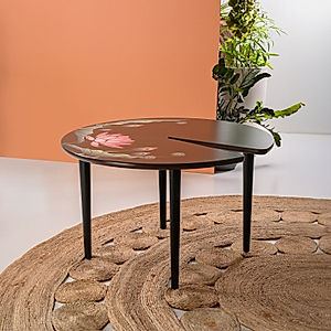 Lilypad Wooden Printed Coffee Table (Ebony Finish)