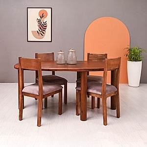 Melton Wooden 4 Seater Dining Table in Natural Finish