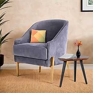 Avaitor Accent Chair with Metals legs (Velvet, Grey)