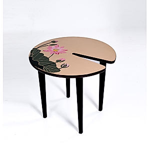 Lilypad Wooden Printed Coffee Table (Ebony Finish)