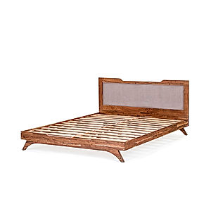 Nirvana Wooden Bed Without Storage (Queen Size, Natural Finish)