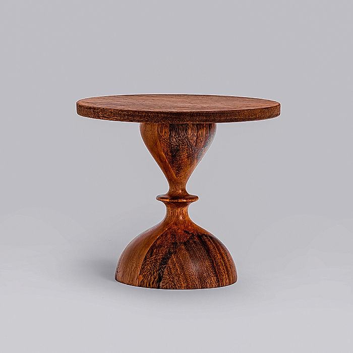 Basal Wooden Cake Stand (Mini) in Teak Finish