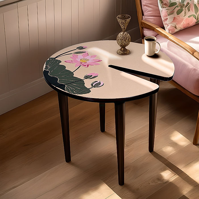 Lilypad Wooden Printed Coffee Table (Ebony Finish)