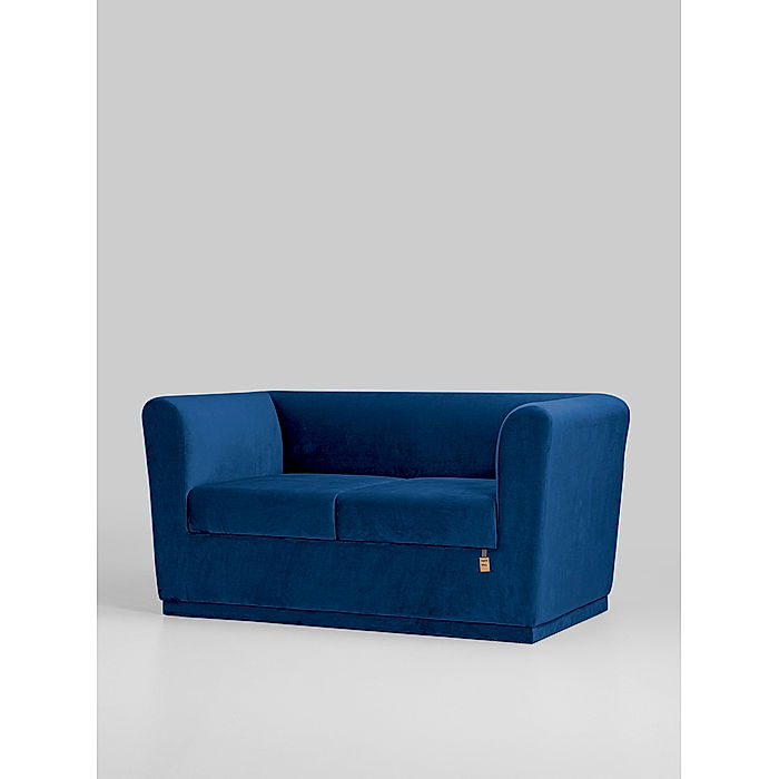 Hudson 2 Seater Velvet Sofa in Blue Color