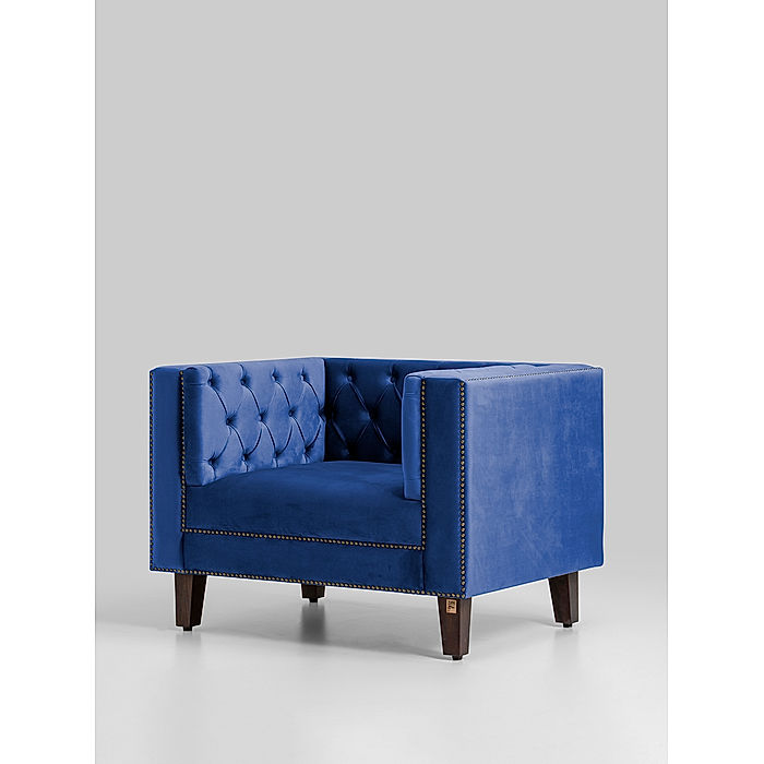 Manchester 1 seater Velvet Sofa in Blue Color