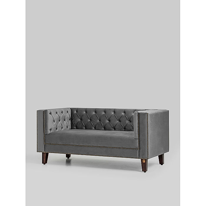 Manchester 2 seater Velvet Sofa in Grey Color