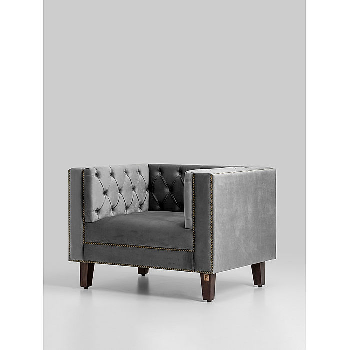 Manchester 1 seater Velvet Sofa in Grey Color