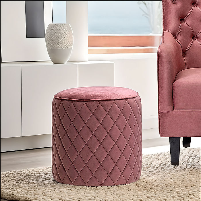 Mable Ottoman (Velvet, Mauve)