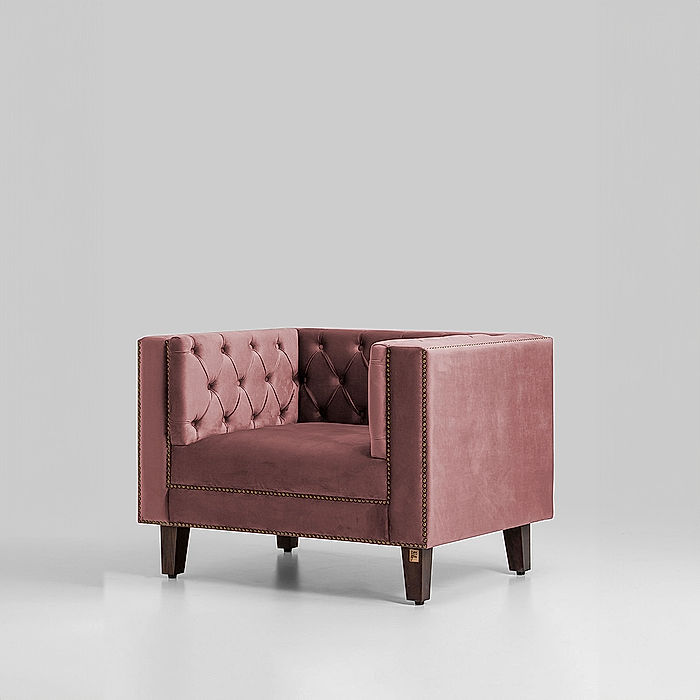 Manchester 1 Seater Wooden Sofa (Velvet, Mauve)