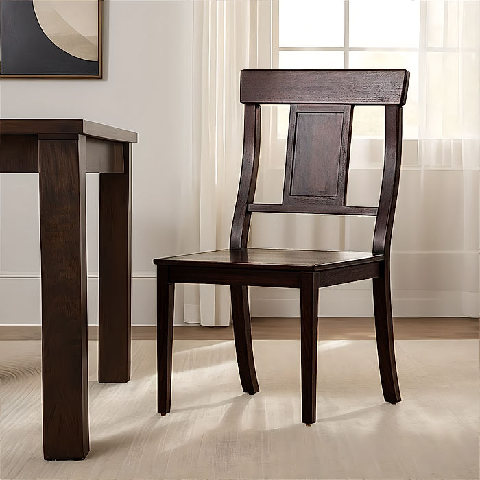 Bidford Wooden Dining Chair - Set of 2 - Dark Walnut Finish