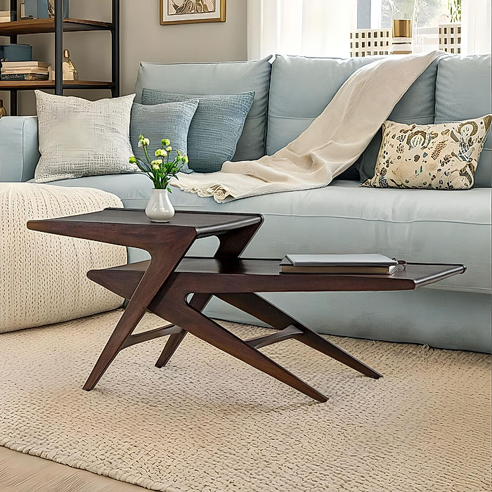 Rocket Wooden Center Table in Dark Walnut Finish