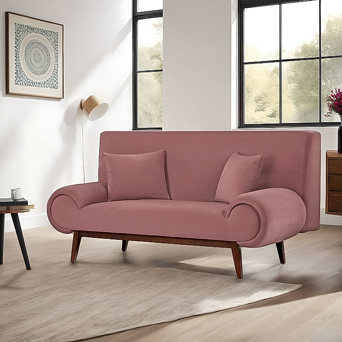 Kow Tow 2 Seater Wooden Sofa (Velvet, Mauve)