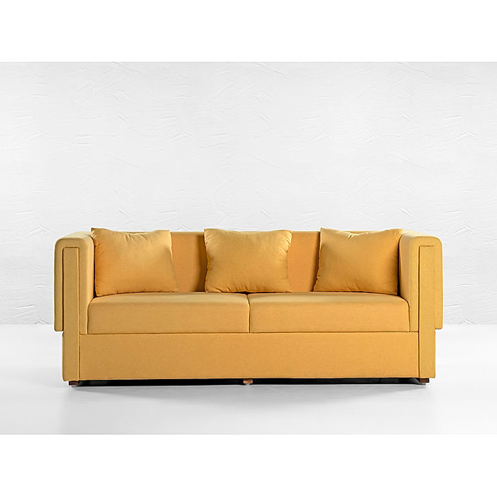 California 3 Seater Linen Sofa in Yellow Color