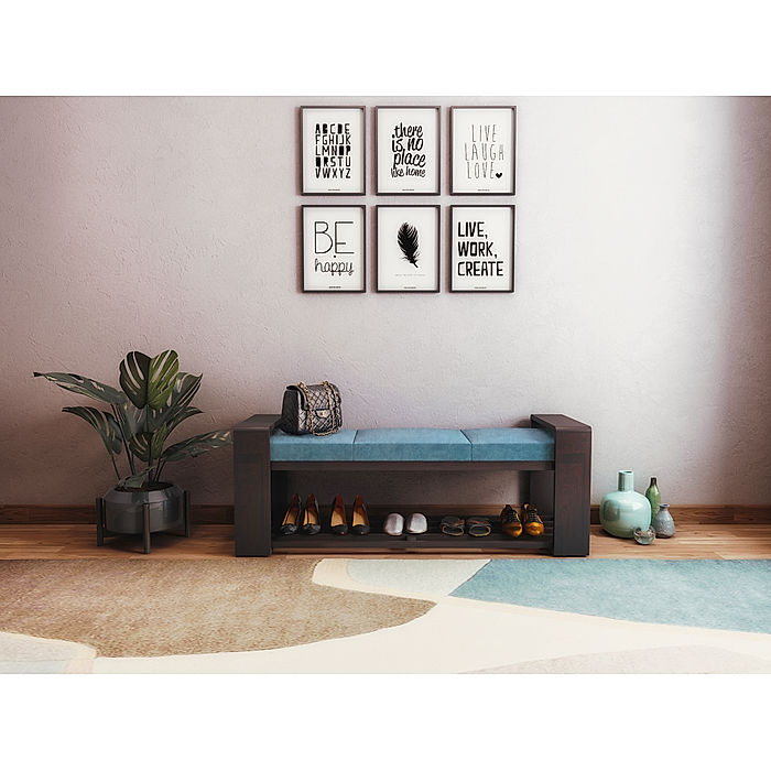 Collab Wooden Bench (Velvet, Blue)