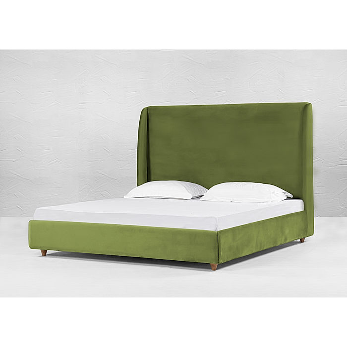 California King Size Bed (Velvet, Green)