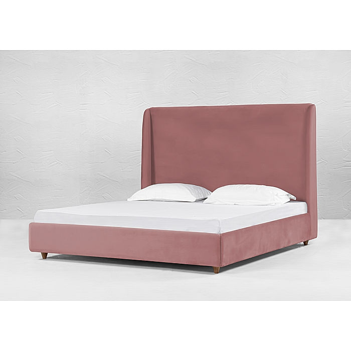 California King Size Bed (Velvet, Mauve)