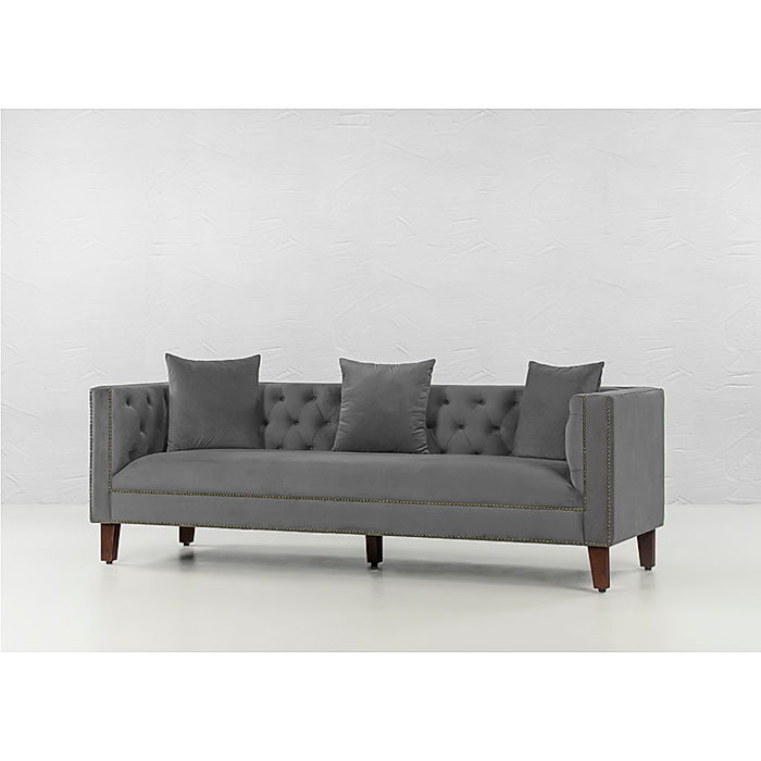 Manchester 3 seater Velvet Sofa in Grey Color