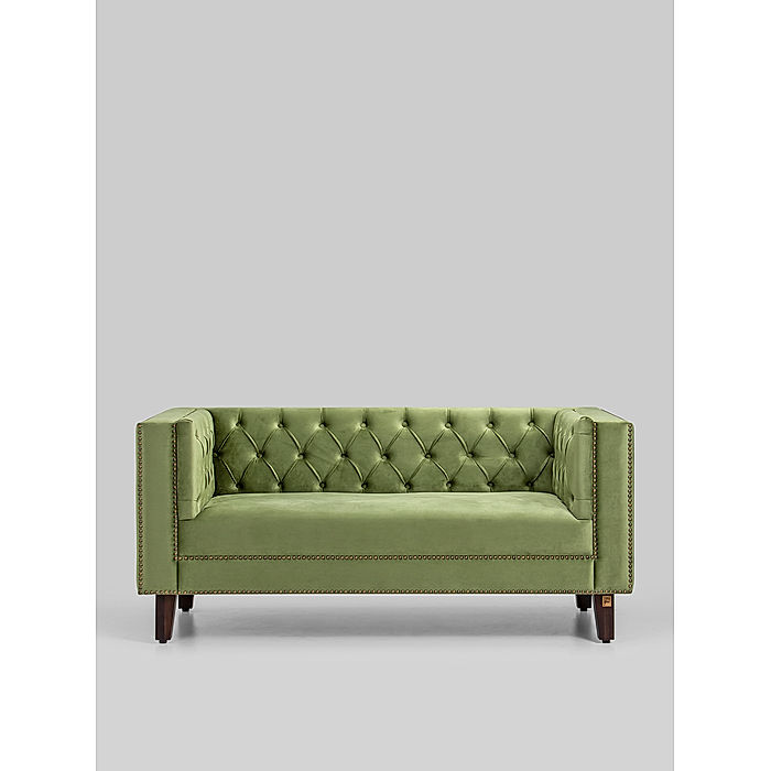 Manchester 2 seater Velvet Sofa in Green Color