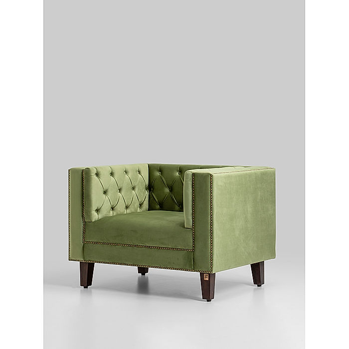 Manchester 1 seater Velvet Sofa in Green Color