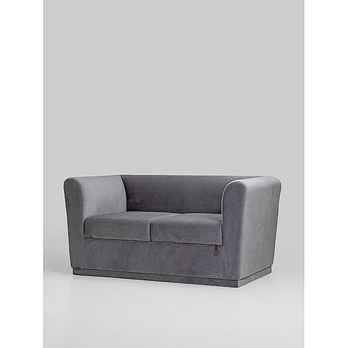 Hudson 2 Seater Velvet Sofa in Grey Color