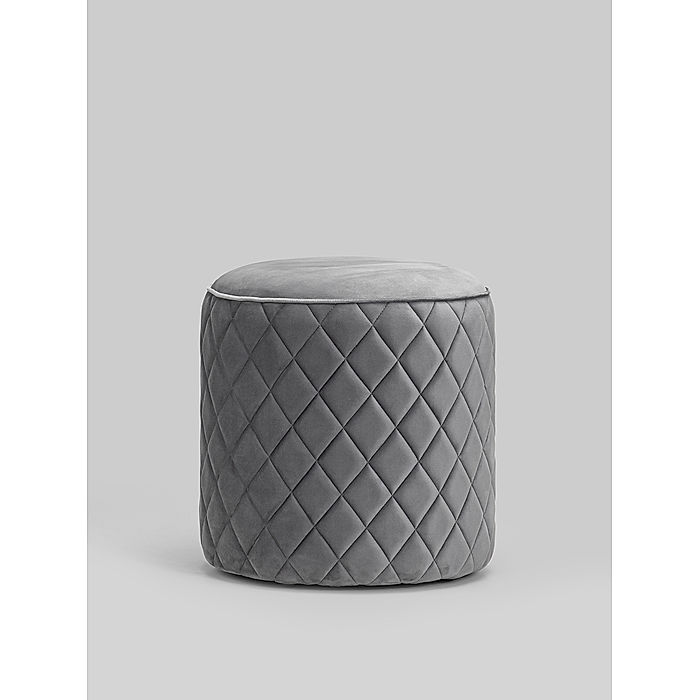 Mable Ottoman (Velvet, Grey)