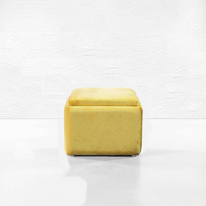 Cube Ottoman with storage (Velvet, Yellow)