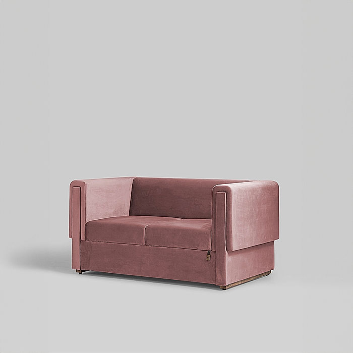 California 2 Seater Fabric Sofa (Velvet, Mauve)