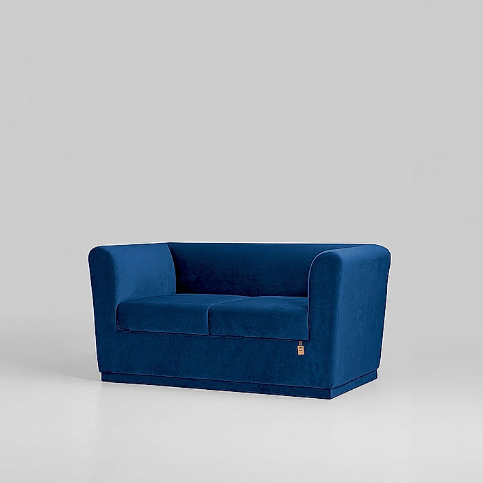 Hudson 2 Seater Fabric Sofa (Velvet, Blue)