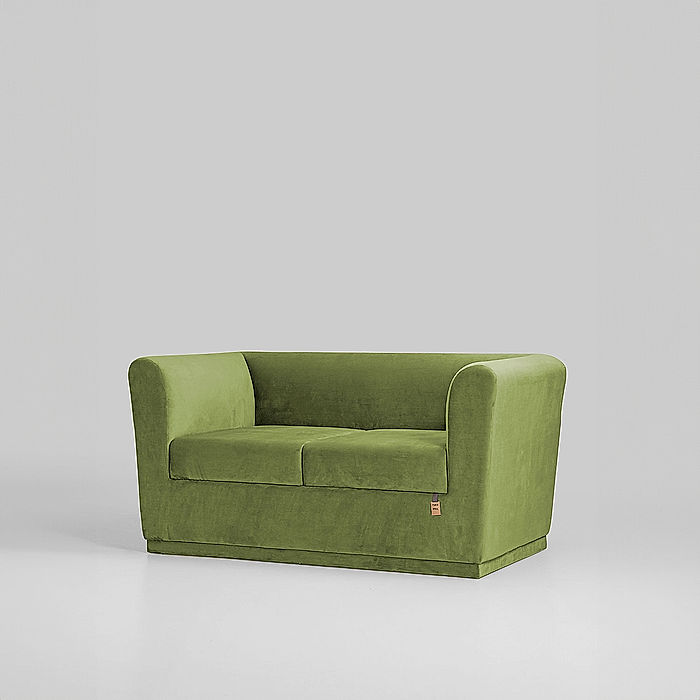 Hudson 2 Seater Fabric Sofa (Velvet, Green)