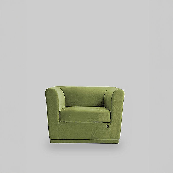 Hudson 1 Seater Fabric Sofa (Velvet, Green)