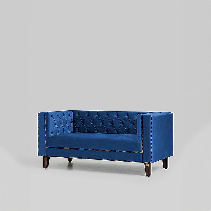 Manchester 2 seater Velvet Sofa in Blue Color
